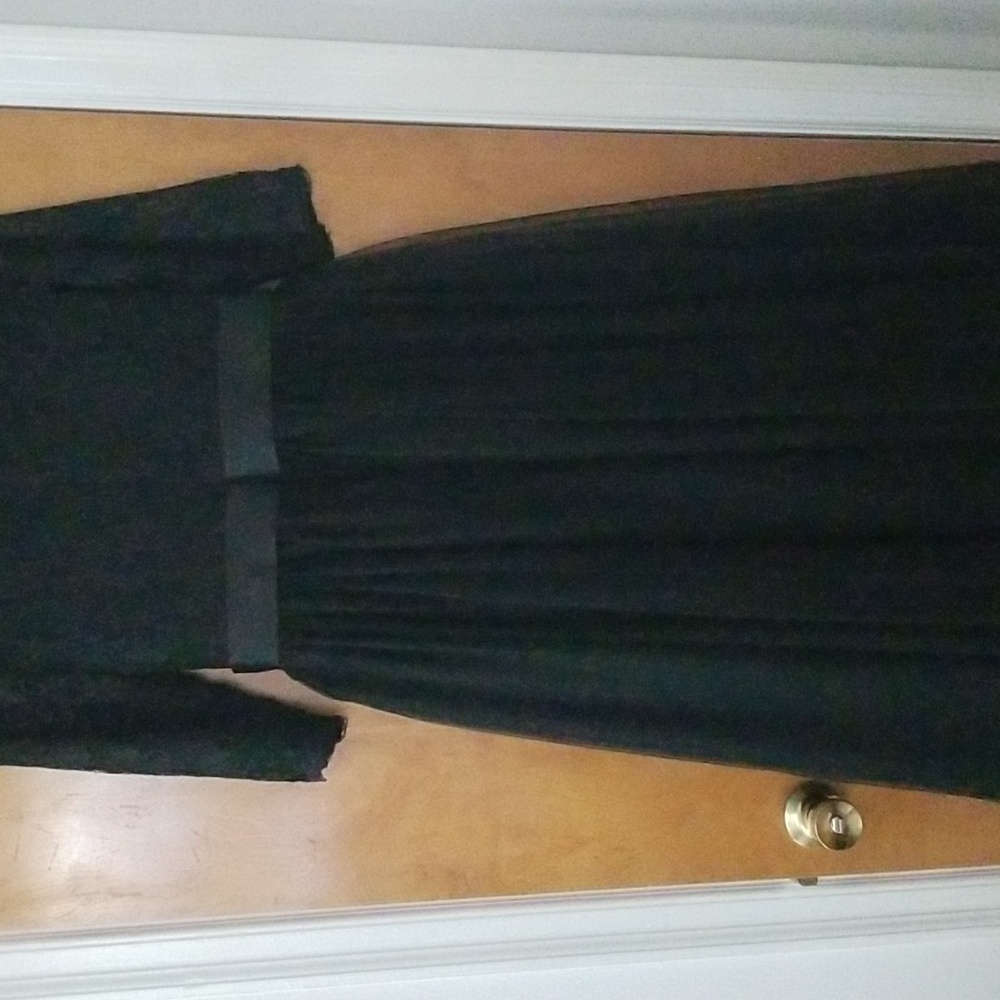 Formal black lace and mesh a line dress